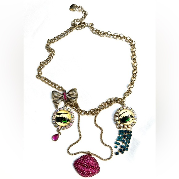 💋👁️BETSEY JOHNSON RARE VINTAGE“THE EYES HAVE IT” STATEMENT PIECE NECKLACE 💋👁️ - Picture 9 of 13